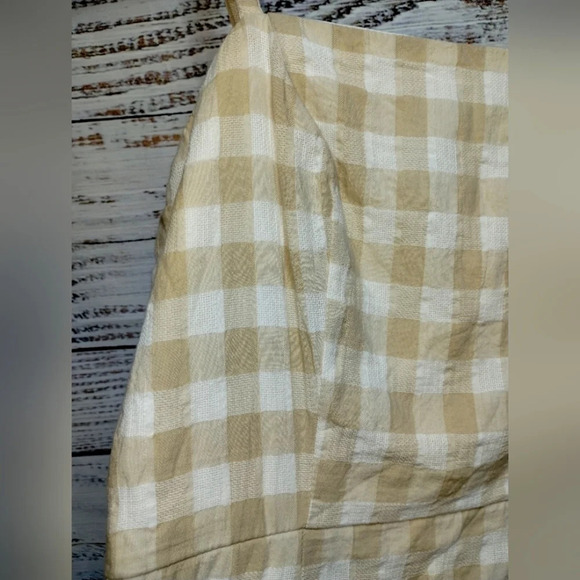 Midnight Doll Mini Sundress Tan White Size Small Gingham Checkered - Picture 3 of 6